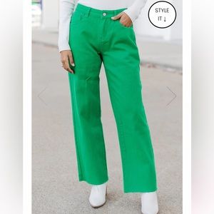 Pink Lily Green Jeans